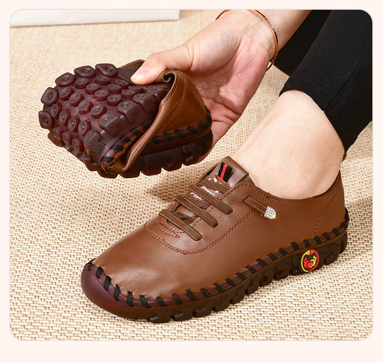 Giày lười nữ đế bằng khâu tay da mềm mũi tròn — A0009 Màu Đỏ Rỗng (Kiểu khâu), A0009 màu nâu Rỗng (Kiểu khâu), A0009 màu đen Rỗng (Kiểu khâu), A0009 màu đỏ (Kiểu khâu) chi tiết 26