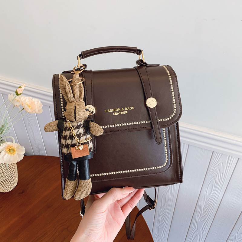 Women's College Style Double Shoulder Handbag And Backpack Solid_voghion.com