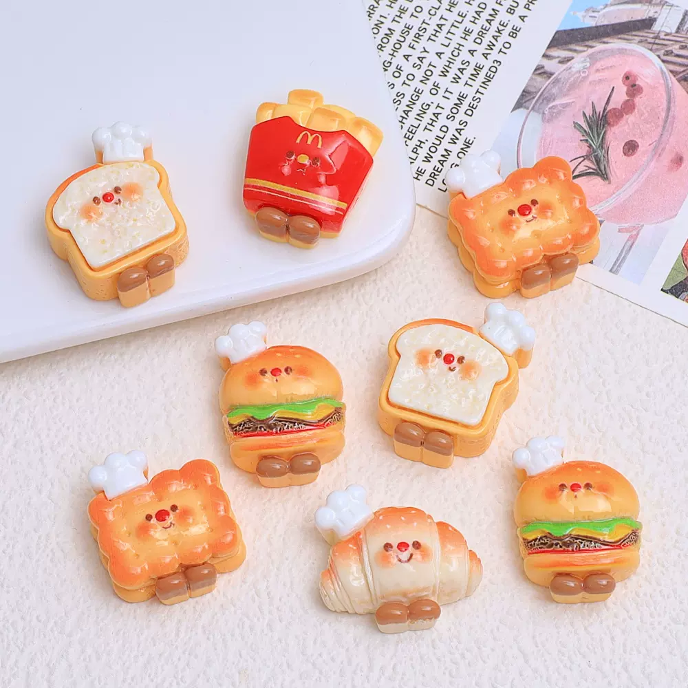 可爱厨师面包食玩卡通手工diy饰品配件奶油胶树脂小配件发夹材料