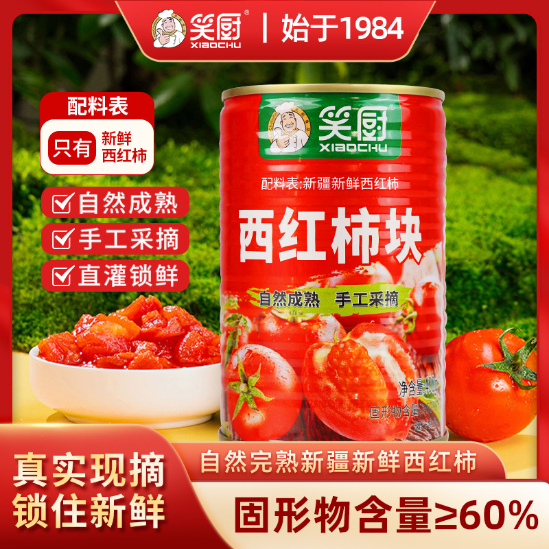 Xinjiang Xiaochu Diced Tomato Can 400g Fresh Natural Ripe Picked Tomato Sauce Peeled Tomatoes Cooking Ingredient