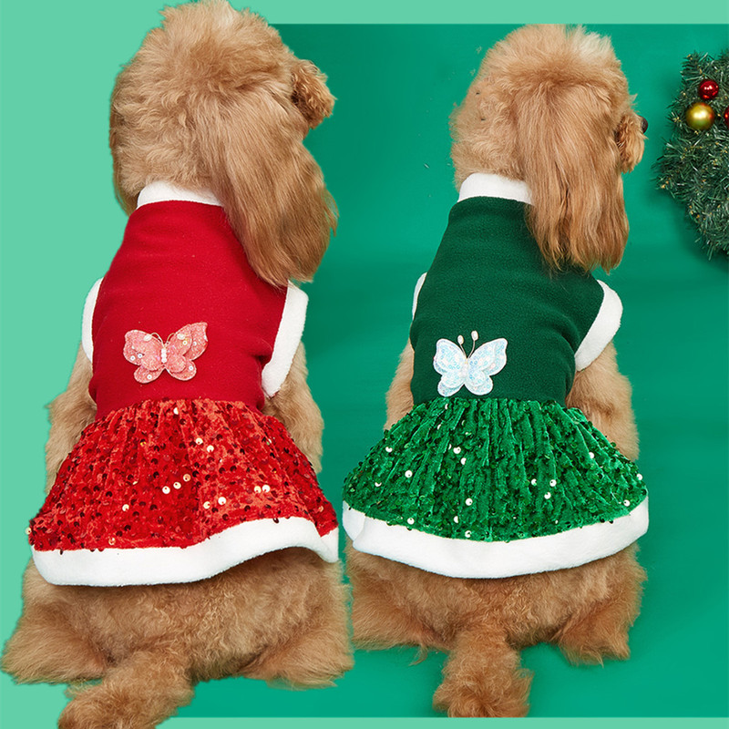 Cross-border Autumn and Winter New Pet Plush Clothes Christmas Dog dress Small Dog Teddy Skirt Cat Clothes Cross-border Autumn and Winter New Pet Plush Clothes Christmas Dog dress Small Dog Teddy Skirt Cat Clothes