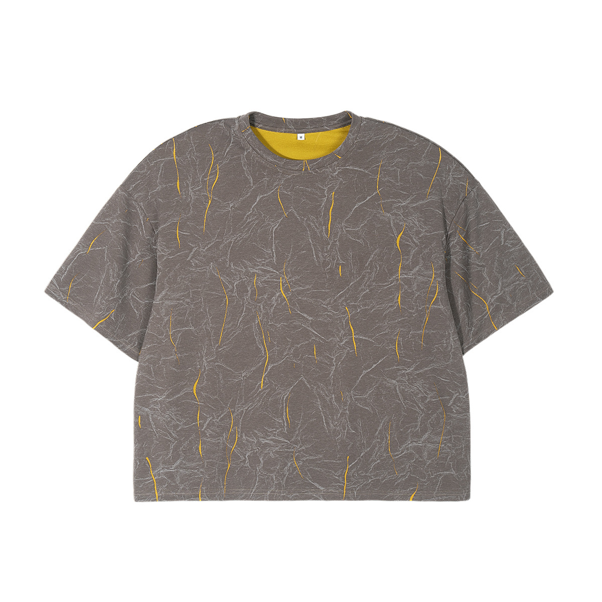 ETAI Hombre| Alta sensación de dos colores estampado relámpago corto ancho marca de alta calidad batítico camiseta de manga corta Boxy hombre