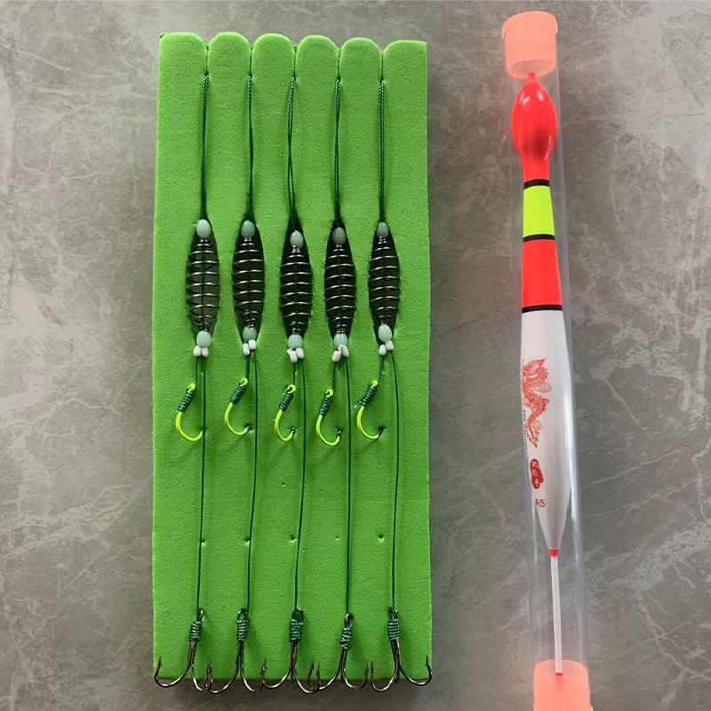 Nuevo conjunto de línea de pesca flotante de palo de mano con gancho de cabeza gorda resorte de doble gancho especial