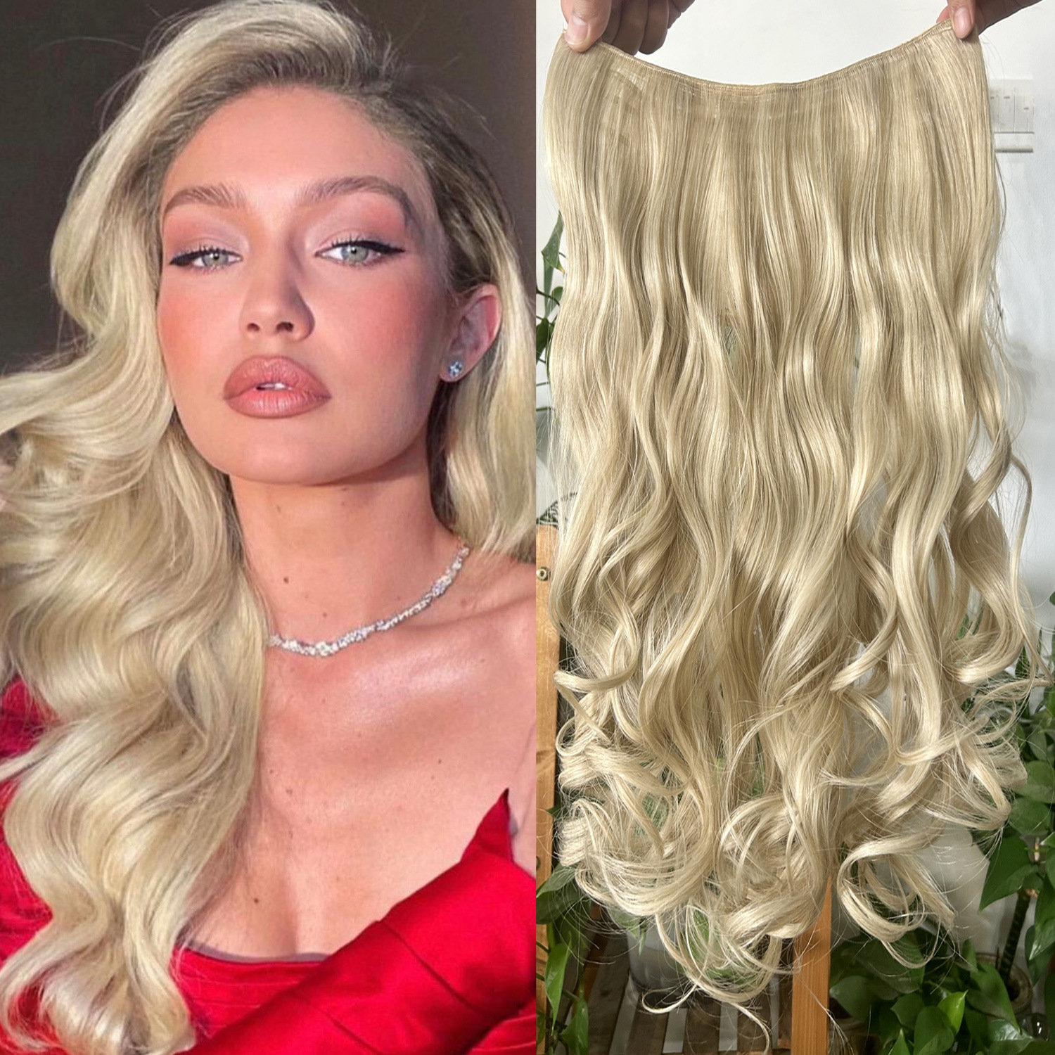 22 pulgadas extensiones de cabello extra largas europeas y estadounidenses piezas de peluca extensión de cabello largo ondas transfronterizas