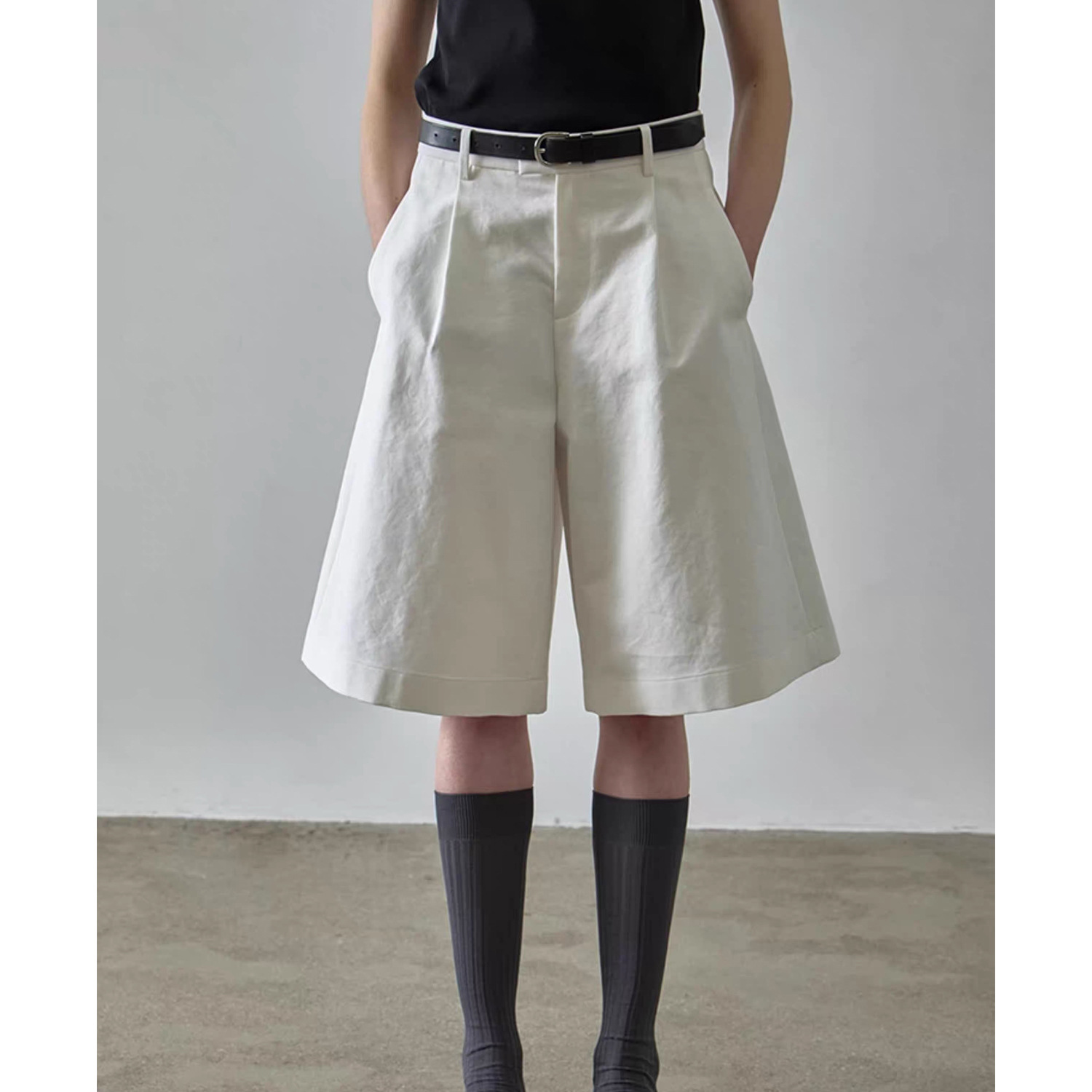 Fac*Depattern Casual High-Waisted Mid-Length Pants for Women 25Ss Spring and Summer Pure Color Simple Versatile Wide-Leg Pants