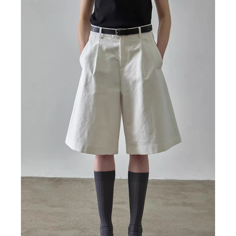 Fac*Depattern Casual High-Waisted Mid-Length Pants for Women 25Ss Spring and Summer Pure Color Simple Versatile Wide-Leg Pants
