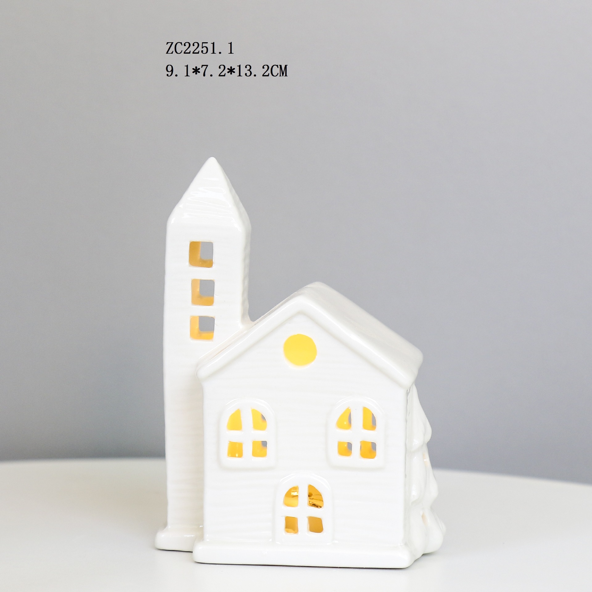 Lámpara de viento decorativa transfronteriza decoración de la casa de cerámica luz de la noche creativa Navidad nueva pequeña casa atmósfera vela titular