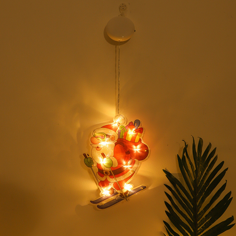 Venta caliente transfronteriza tienda de decoración atmósfera escena Diseño De vacaciones decoración lámpara LED ventosa ventana lámpara colgante Navidad