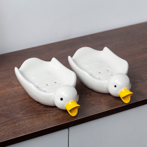 Soap box does not accumulate water. Household cute little duck personalized soap box. Multifunctional punch-free function drain soap box.