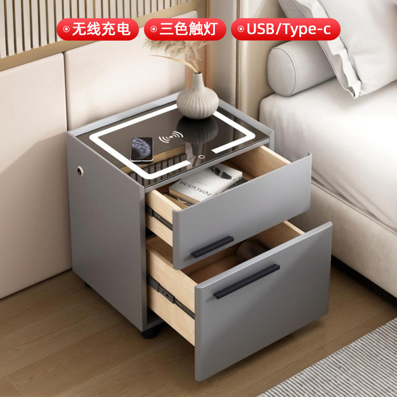 그레이 2단 서랍모델(금고없음) 무선충전 3색조명 USB