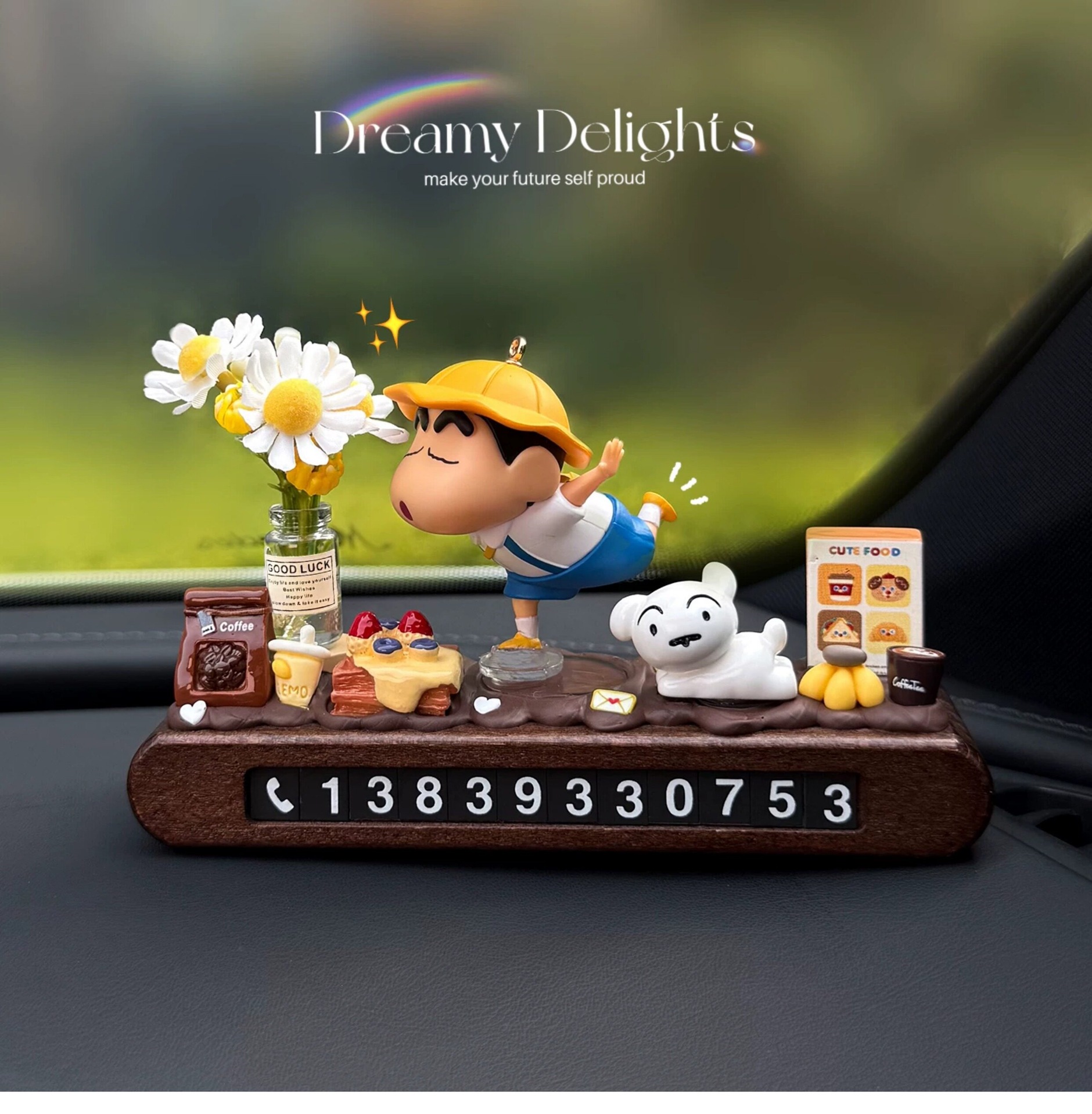 2026 New Model Crayon Shin-Chan Temporary Parking Number Plate for Moving Car, Cute Car Phone Number Plate