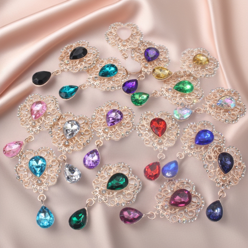 Hot-Selling New Alloy Diamond Buckle Clothing Accessories Flower Plate Type DIY Water Drop Pendant Wedding Clothing Accessories Headdress Clothing
