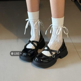 Thick Bottom Thick Heel Mary Jane Leather Shoes Women's 2025 New Autumn and Spring Dress French Round Toe Japanese JK Shoes