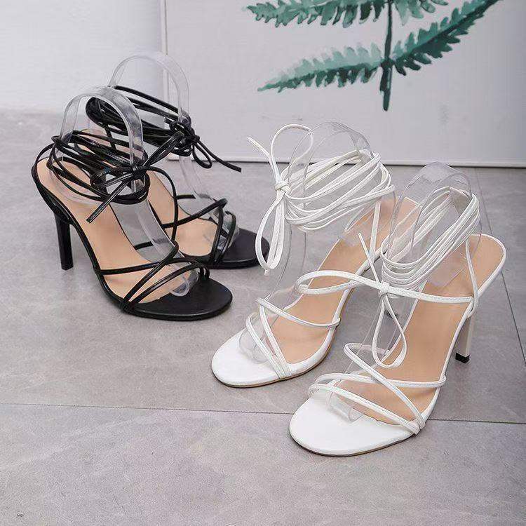35-43 Large Size Women's Shoes with Exposed Toes, Thin Heels, Strappy High Heels, Roman-Style Sandals for Women