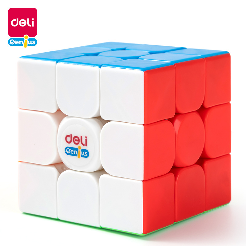 Deli 74502 Cubo de Rubik de tercer orden principiante competencia infantil suave traje de juguete de estudiante pequeño Cubo de Rubik