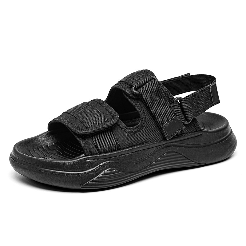 Sandalias de nuevo estilo para hombre, zapatos de playa de ocio deportivos de plataforma transpirables, zapatillas de color sólido antideslizantes al aire libre con velcro