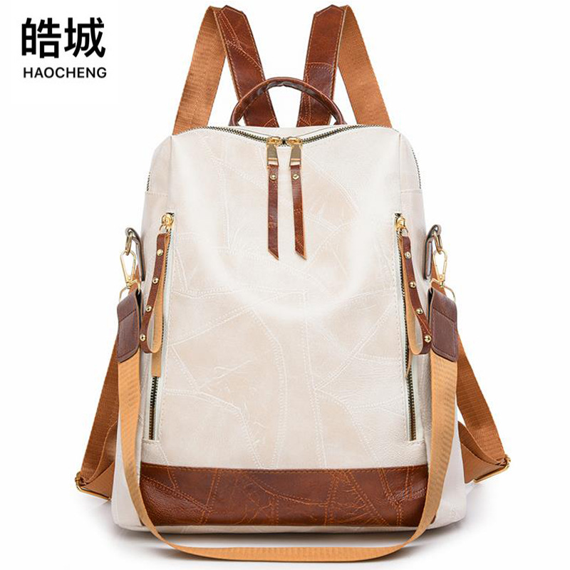 Mochila transfronteriza súper caliente nueva para mujer de gran capacidad Mochila de viaje multifuncional de color de contraste de moda Mochila escolar para estudiantes universitarios