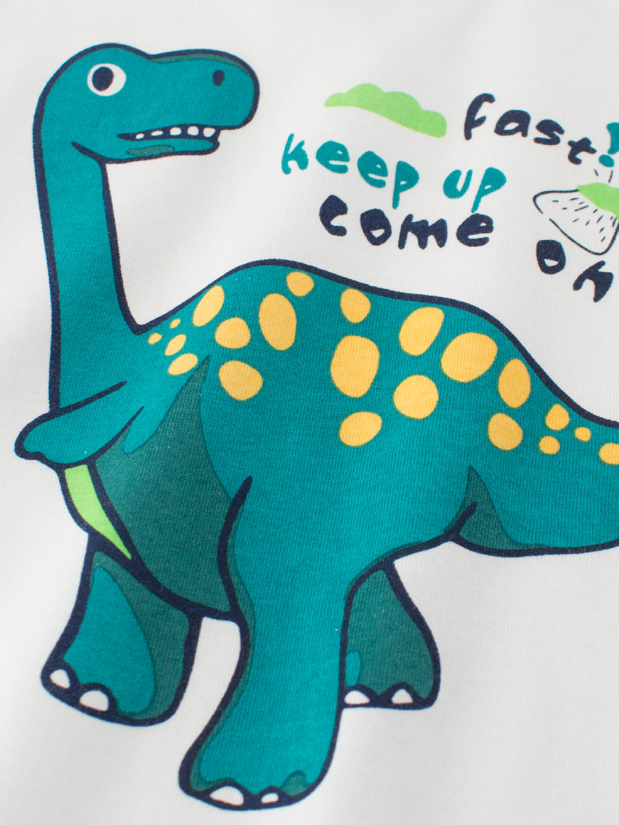 27kids ropa para niños camiseta de manga corta niños verano suéter de cuello redondo dinosaurio dibujos animados niños ropa de bebé al por mayor