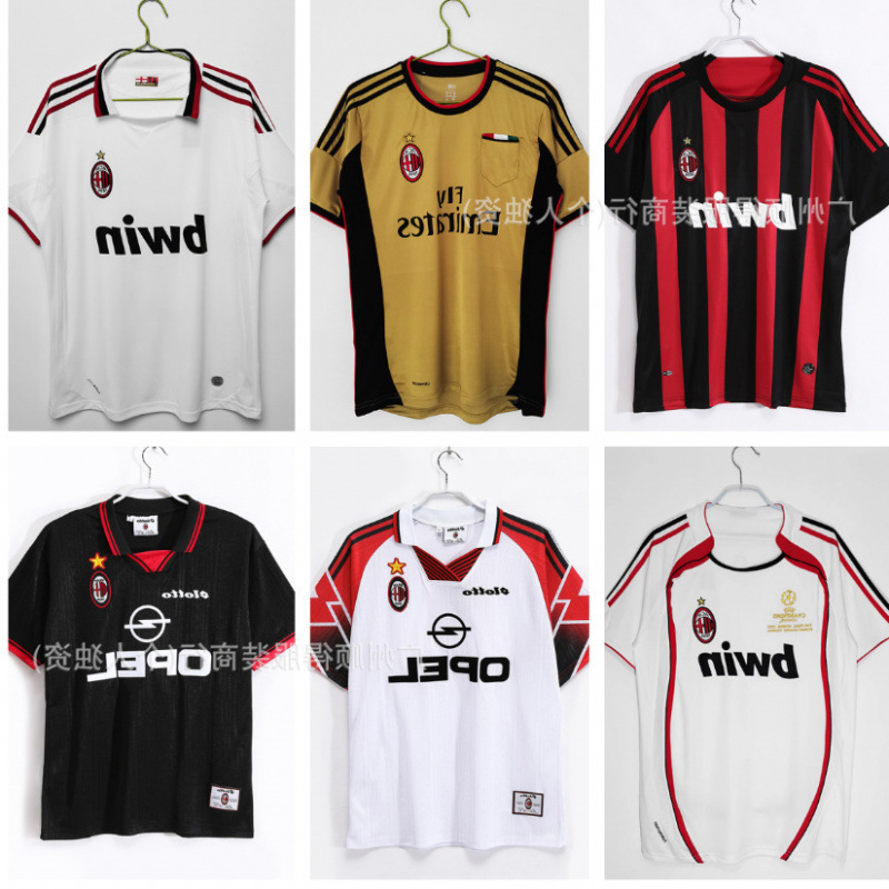 9596Ac Milan Jersey Number 3 Maldini 18 Baggio 22 Kaka Short-Sleeved Pants 12-13 Retro Football Uniform 9596Ac Milan Jersey Number 3 Maldini 18 Baggio 22 Kaka Short-Sleeved Pants 12-13 Retro Football Uniform