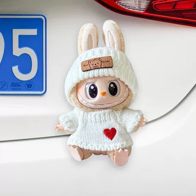 Baby Car Seatbelt Shoulder Pad | Seat belt shoulder pad - bear-logo-white-hat-white-sweater-labubu-white-car-tail-hanging-no-specifications