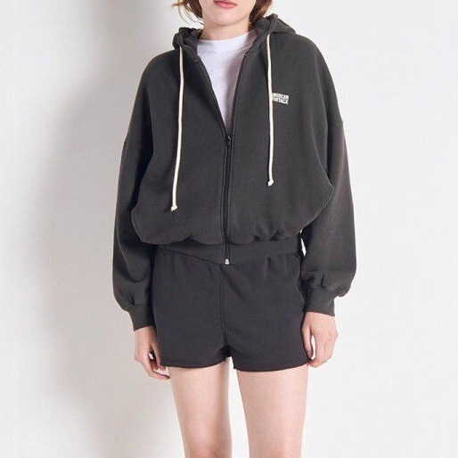 American Vintage 25 Autumn/Winter American Retro Large Terry Cotton Hooded Sweatshirt Women's Autumn Zipper Hoodie