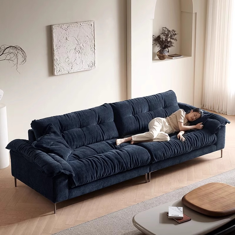 Nuevo sofá de chenilla de alta gama, estilo nube, para espacios pequeños, de gran venta transfronteriza, sofá cama de tela de algodón y lino de fila recta.