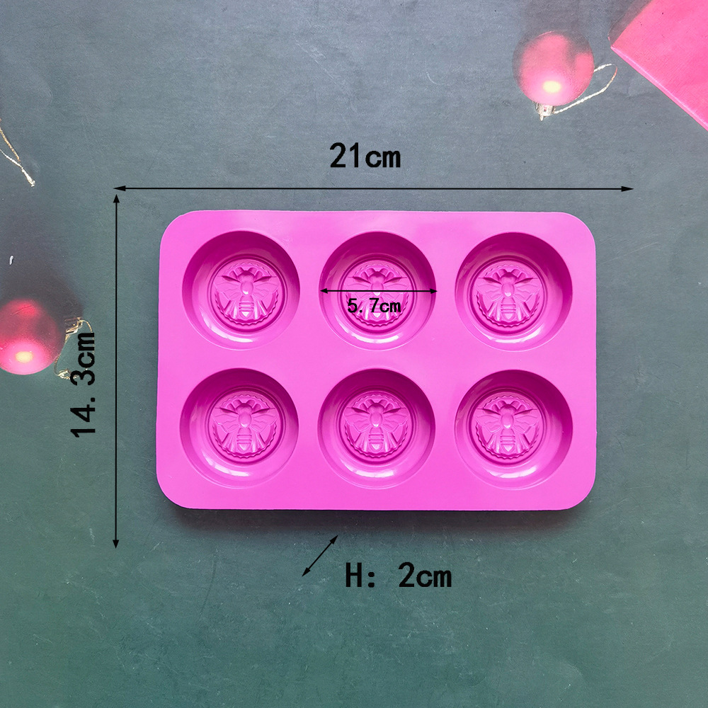 Silicone 6 con jabón de abeja redondo 563 molde de pastel aromático pudín congelado molde de pastel de mousse