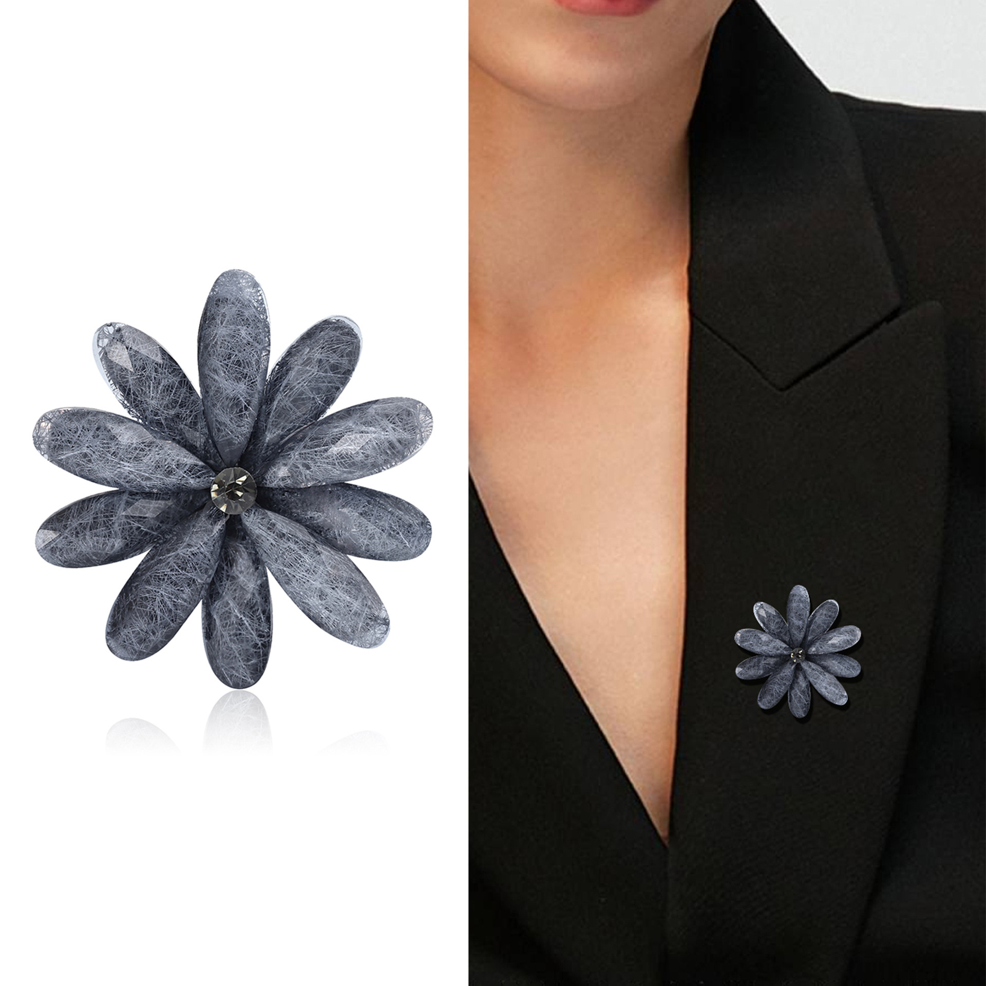 17g Weight Acrylic Inlay Material Brooches Classification Casual, Holiday, Banquet Occasion Alloy Material Flower Pattern All Seasons Season Women's Gender Inlay Design Simple Style Style Simple Style Pin Flower Alloy Inlay Acrylic Women's Brooches 无