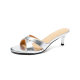 2024 Sheepskin Round Head Cross Sandals Women's Summer New Fashion Outerwear European and American High Heel Open Toe Slides