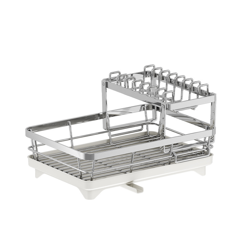 Estante de cocina de acero inoxidable cubierta de mesa multifuncional de drenaje estante de tazón ranura borde tazón palillos cuchillo tenedor taza de agua bandeja de almacenamiento