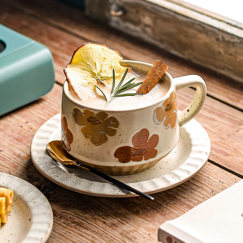 Special Coffee Cup Ceramic Cup Breakfast Cup Household Stoneware Retro Tableware Cup and Saucer Set Special Coffee Cup Ceramic Cup Breakfast Cup Household Stoneware Retro Tableware Cup and Saucer Set