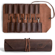 跨境定制手工真皮工具包高档复古多功能大容量工具收纳卷包袋定制