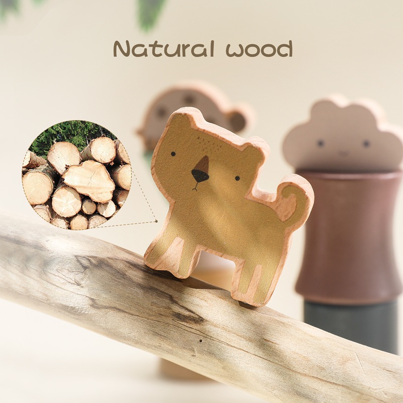 Juguetes de madera para apilar con forma de zoológico para la educación temprana de los niños, concentración infantil, coordinación ojo-mano, viga de equilibrio, bloques de apilamiento