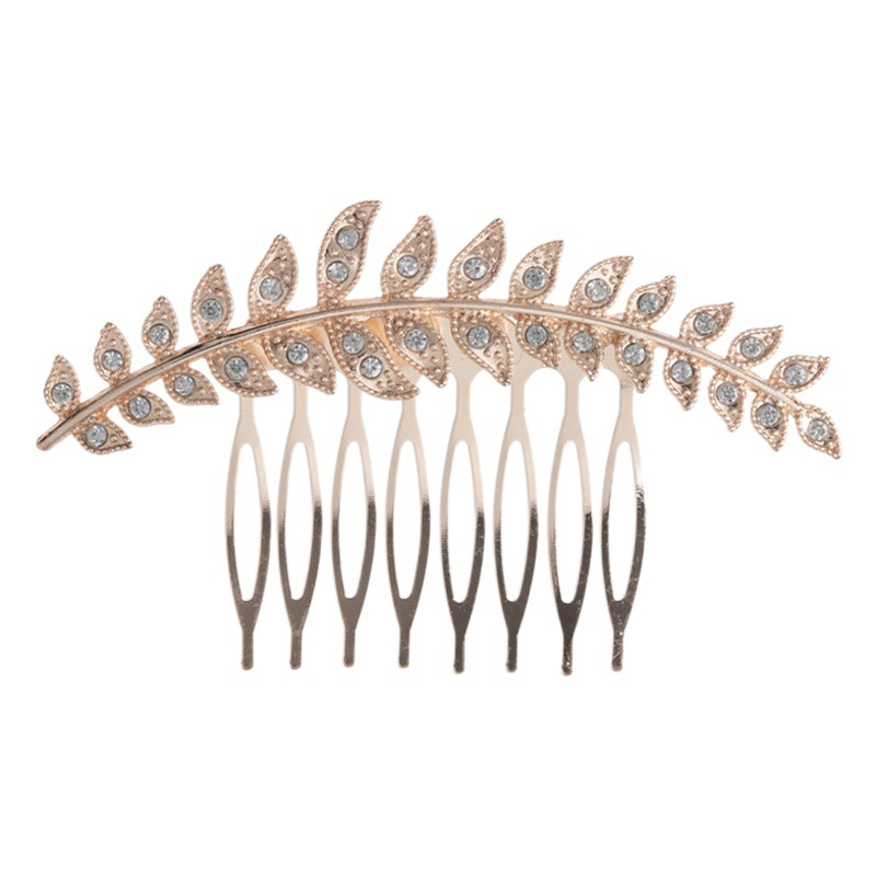 Nuevo transfronterizo simple punto de aleación de diamantes en forma de hoja tocado pelo tapón nupcial boda Mori maquillaje updo accesorios para el cabello