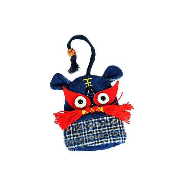 Handmade Blue Indigo Dye Hand Embroidered Cloth Tiger Key Bag Animal Cute Small Intangible Cultural Heritage Creative National Cultural Gifts