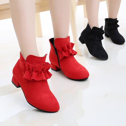 Children's Ankle Boots for Girls - New Spring and Autumn Season Children's Boots - High Heel Princess Shoes for Girls - Middle Children's Shoes