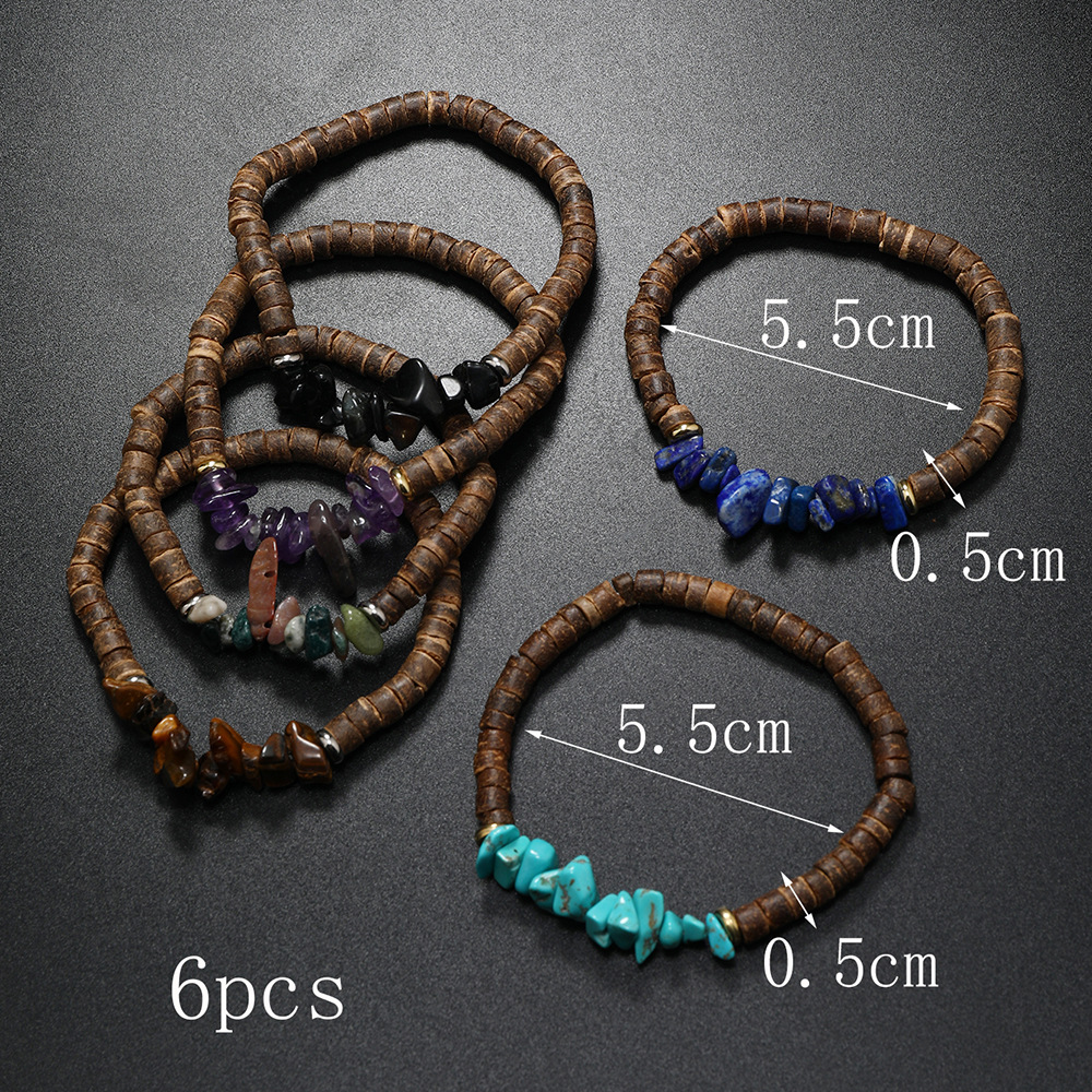 20g Weight Bracelets Classification 1 Piece Quantity Casual, Daily, Party Occasion natural stone Material Geometric, Color Block Pattern Unisex Gender Beaded Design Retro Style Retro Geometric Color Block Natural Stone Bracelets In Bulk 1