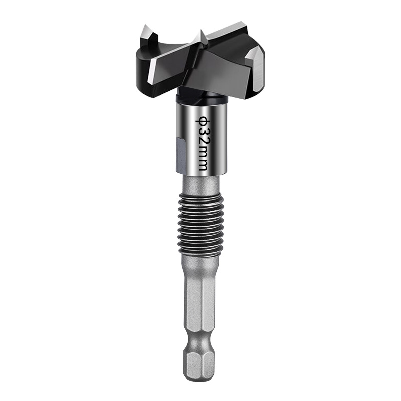 Llave eléctrica ajustable con un taladro de carpintería perforado, mango hexagonal, taladro de carpintería de carburo de tres dientes