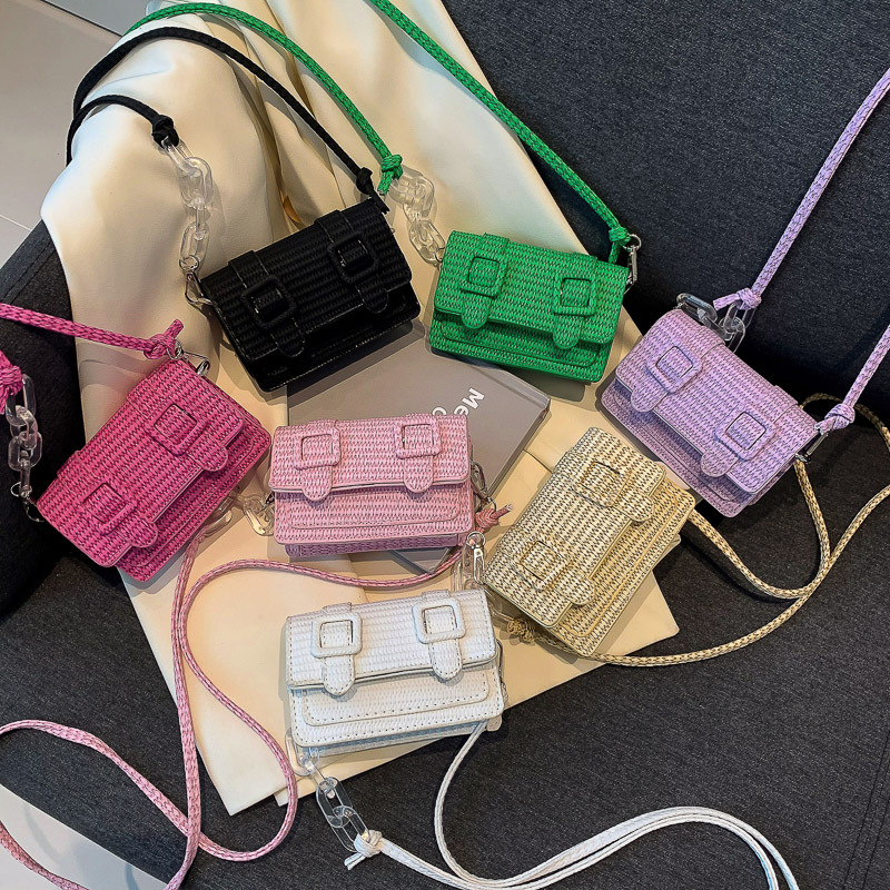 2023春夏新款時尚編織紋迷你單肩斜挎小方包包女包支持大量批發混