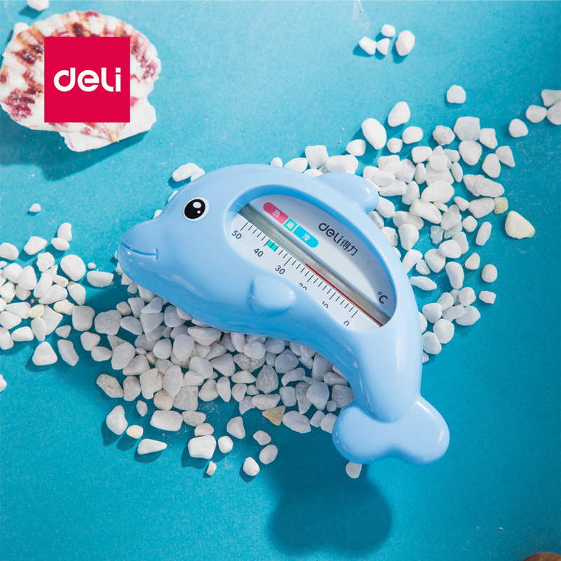 得力8890水温计测水温宝宝洗澡新生儿温度计家用儿童水温表两用水
