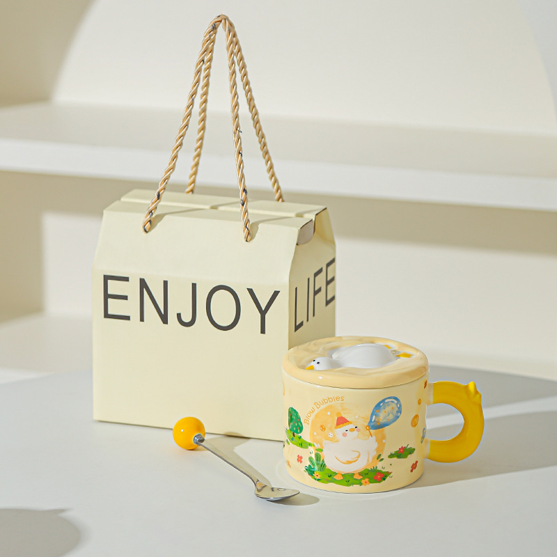 Taza retro de alto valor Taza de cerámica artística Regalo de cumpleaños para niñas, novia, regalo de mano, caja de regalo