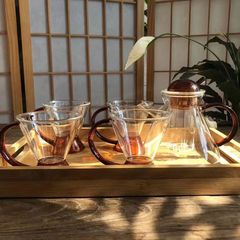 ins北歐風簡約耐熱玻璃泡茶茶壺茶具浪漫下午茶茶杯套裝家用水杯