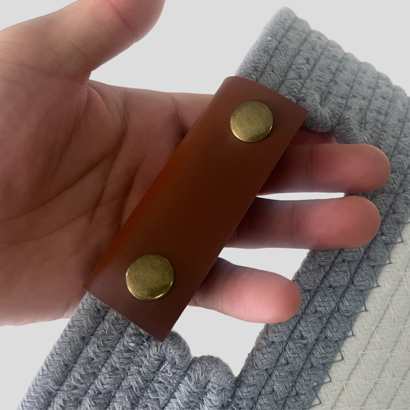 亚马逊热销款棉绳编织皮收纳筐家居防尘折叠浴室脏衣篮玩具收纳桶|undefined