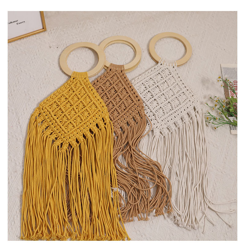 Women's Medium Polyester Solid Color Vintage Style Classic Style Square Open Straw Bag display picture 4