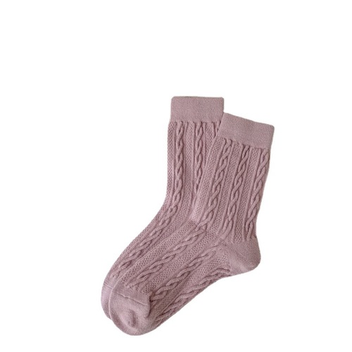 Wool socks for women in autumn and winter mid-calf socks thickened stockings winter warm twist cashmere solid color confinement socks