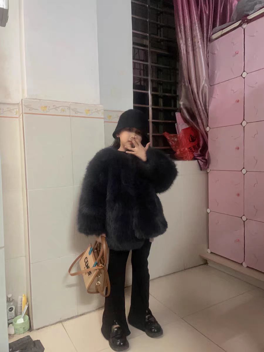 2023 Mädchen-Pelzimitationsmantel, verdickt und warm, Baby-Plüsch-Winterkleid, Eleganz, Mädchen, hochwertig_voghion.com