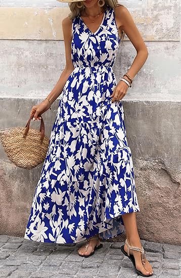 269g Weight Maxi Long Dress Dress Length Type Sleeveless Sleeve Length Swing Dress Dresses Type Sleeveless Sleeve Type Polyester Fabric Type Mid Waist Waist Line Holiday, Daily, Selfie Occasion V Neck Neckline Regular Fit Fit Type Flower Pattern Summer Season Women's Gender Printing Design Casual, Elegant, Simple Style Style Wholesale Women's Casual Elegant Simple Style Printing Flower Holiday Daily Selfie V Neck Sleeveless Swing Dress 30