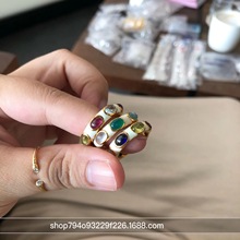 西西里 泰国皇室珠宝 多宝石红宝石水晶玛瑙托帕石珐琅彩工艺戒指