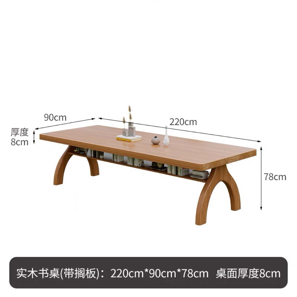 단단한 나무 긴 테이블 220*90*78 판 두께 8CM