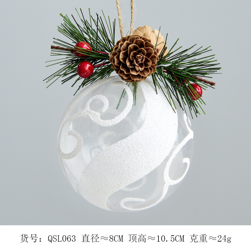 Decoraciones de vacaciones de Navidad 6cm transparente BOLA DE Navidad copo de nieve paisaje colgante bola Hotel Mall diseño de árbol de Navidad